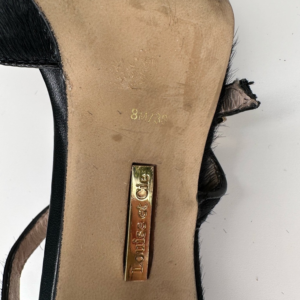 Louise et Cie Black Calf Hair d’Orsay Heels Pointed Toe Stiletto Pumps Size 8.5 - Picture 10 of 14